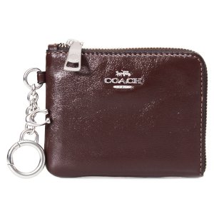 画像: 【COACH】コーチ 財布 シャイニー スムースレザー ロゴ キーリング チャーム付き スモール コーナー ジップ ウォレット 財布 メイプル〔日本未発売〕