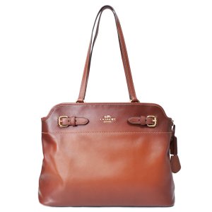 画像: 【COACH】コーチ バッグ スムースレザー バーニッシュド イーストン ロゴ キーリング チャーム付き ジップ トート バッグ レッドウッド（日本未発売）