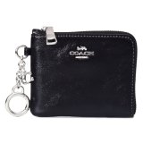 画像: 【COACH】コーチ 財布 シャイニー スムースレザー ロゴ キーリング チャーム付き スモール コーナー ジップ ウォレット 財布 ブラック〔日本未発売〕