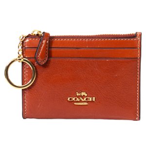 画像: 【COACH】コーチ カードケース クリンクル レザー ロゴ キーリング付き ミニ スキニー IDケース コインケース シナモン（日本未発売）