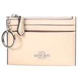 画像: 【COACH】コーチ カードケース クリンクル パテント レザー ロゴ キーリング付き ミニ スキニー IDケース コインケース アイボリー（日本未発売）