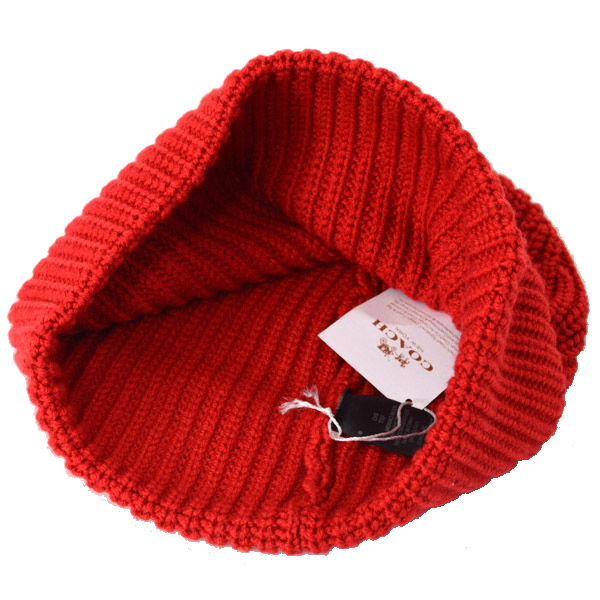 画像: 【COACH】コーチ ビーニー ニット ロゴ ハット 帽子 レッド（日本未発売）