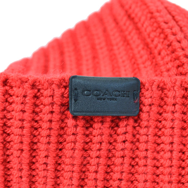 画像: 【COACH】コーチ ビーニー ニット ロゴ ハット 帽子 レッド（日本未発売）