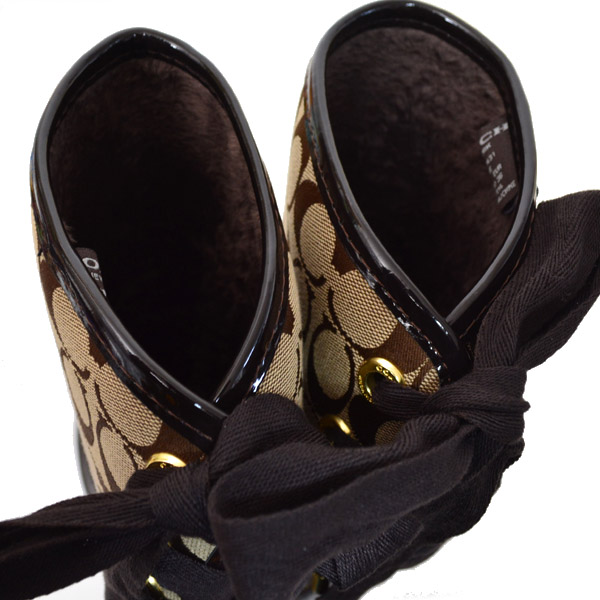 画像: 【COACH】コーチ シグネチャー レインブーツ 長靴 チェスナッツ 23.5cm〔日本未発売〕