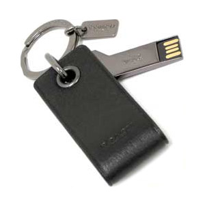 画像: 【COACH】コーチ レザー 4GB USB メモリー キーリング ブラック〔日本未発売〕
