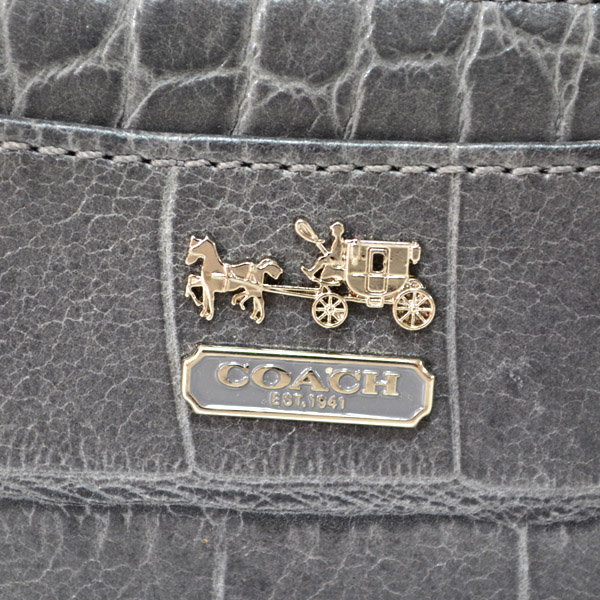 画像: 【COACH】コーチ マディソン エンボスドレザー クロコ カードケース グレー（日本未発売）