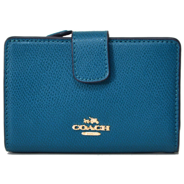 Coach コーチ クロス グレーン レザー ミディアム コーナー ジップ 二つ折り財布 アトランティック 日本未発売 54010 コーチ 専門店 コチガル