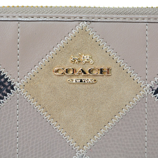 画像: 【COACH】コーチ パッチワーク レザー アコーディオン ジップ アラウンド 長財布 グレーバーチマルチ（日本未発売）