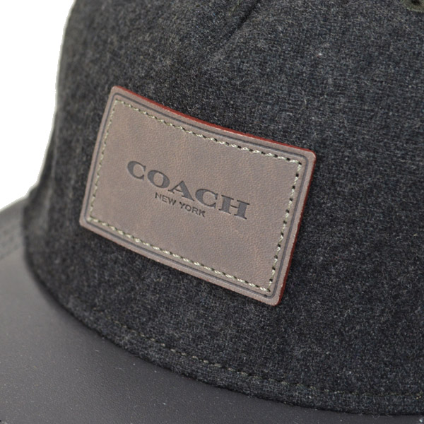 画像: 【COACH】コーチ ウール レザー キャップ 帽子 グラファイト〔日本未発売〕
