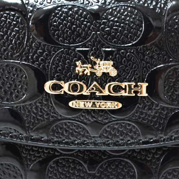 画像: 【COACH】コーチ パテント エンボスド レザー 6連 キーケース ブラック（日本未発売）