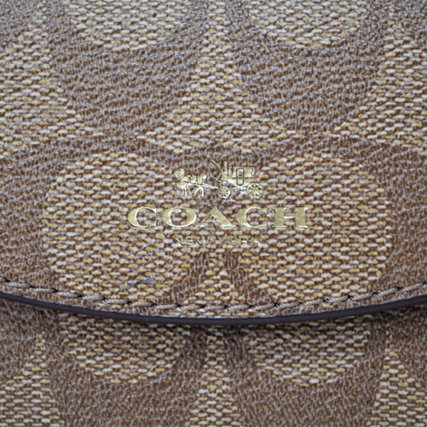 画像: 【COACH】コーチ ペイトン エンボスド シグネチャー 6連 スマートキー対応 キーケース カーキ×サドル（日本未発売）