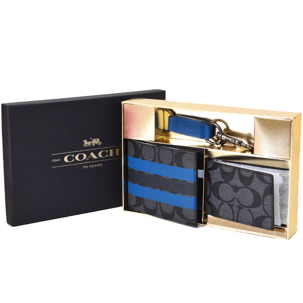 COACH】コーチ メンズ IDケース+二つ折り財布+キーホルダー 3点 セット ...