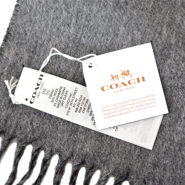 画像: 【COACH】コーチ メンズ ウール カシミア リバーシブル フリンジ マフラー ブラック×チャコール（日本未発売）