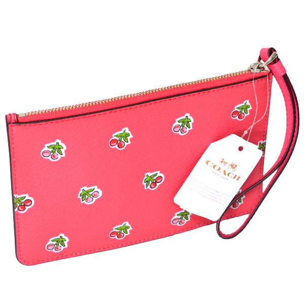 COACH】コーチ さくらんぼ チェリー プリント コーナー ジップ リスト 