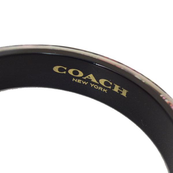 画像: 【COACH】コーチ クリア フローラル 花柄 バングル ブレスレット ブラック×ストロベリーマルチ〔日本未発売〕