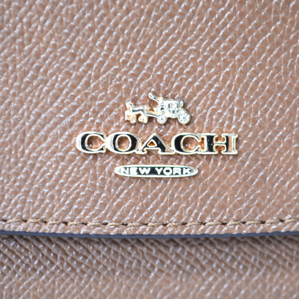 画像: 【COACH】コーチ クロスグレーン レザー 二つ折り スリム 長財布 サドル（日本未発売）