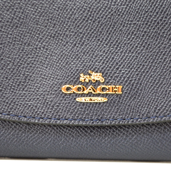 画像: 【COACH】コーチ クロスグレイン レザー スリム エンベロープ 二つ折り 長財布 ミッドナイト（日本未発売）