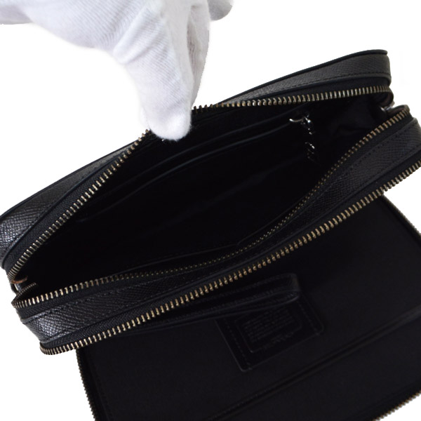 画像: 【COACH】コーチ メンズ バッグ セカンドバッグ コーティングレザートラベルキット ポシェット クラッチバッグ ブラック〔日本未発売〕