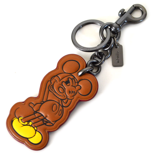 Disney COACH レザー ミッキー キーホルダー