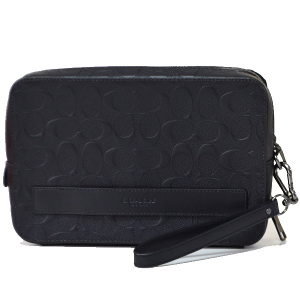 Coach コーチ メンズ エンボスド レザー セカンドバッグ トラベルキット ポシェット クラッチバッグ ブラック 日本未発売 コーチ専門店 コチガル