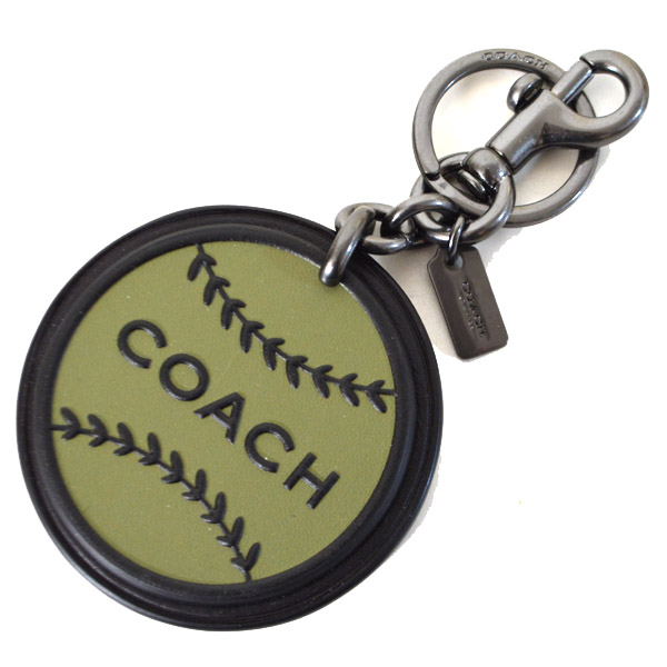 画像1: 【COACH】コーチ レザー  野球ボール キーリング キーホルダー ミルクグリーン（日本未発売） (1)