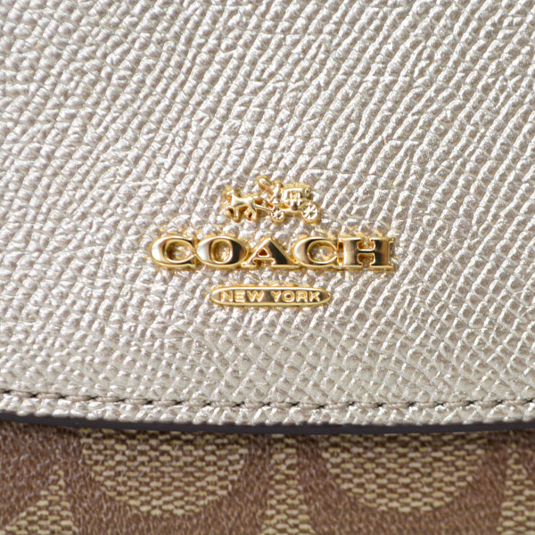 画像: 【COACH】コーチ ラグジュアリー シグネチャー スモール 三つ折り財布 カーキ×プラチナム（日本未発売）