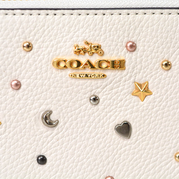 画像: 【COACH】コーチ スターダスト スタッズ レザー アコーディオン ジップ アラウンド 長財布 チャーク（日本未発売）