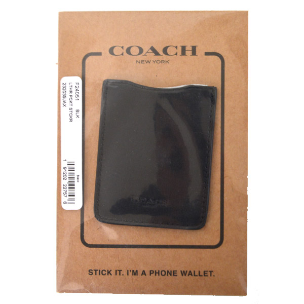 画像1: 【COACH】コーチ レザー フォン ウォレット ステッカー スマホ マルチ ポケット ケース ブラック（日本未発売） (1)