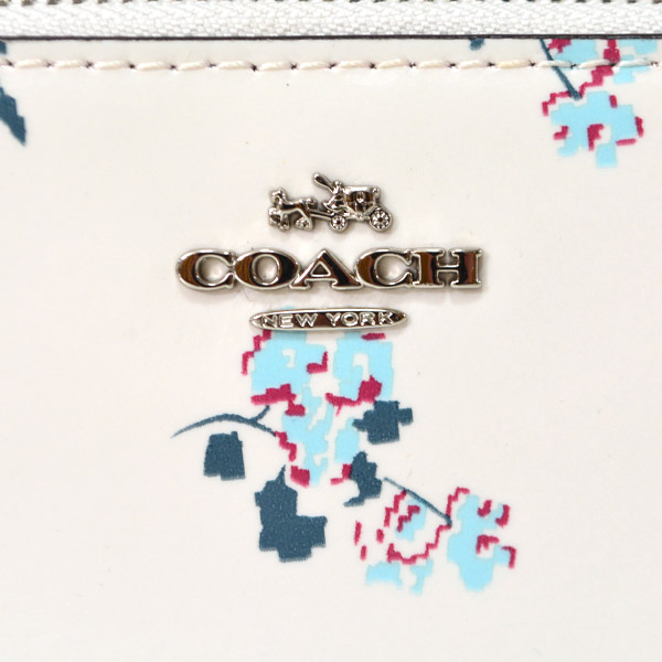 画像: 【COACH】コーチ パテント レザー ローズ フローラル 花柄 プリント アコーディオン ジップ アラウンド スリム 長財布 チャークマルチ（日本未発売）