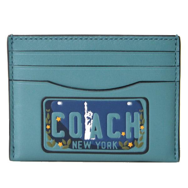 画像1: 【COACH】コーチ レザー NYC ニューヨーク スリム カードケース 定期入れ 名刺入れ スレート（日本未発売） (1)