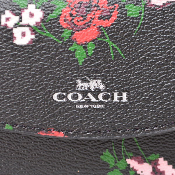 画像: 【COACH】コーチ コーティング キャンパス  レザー ローズ フローラル 花柄 6連 キーケース ブラックマルチ（日本未発売）