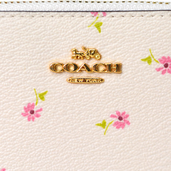 画像: 【COACH】コーチ コーティングキャンパス レザー フローラル プリント ミディアム コンチネンタル ジップ 財布 チャークマルチ〔日本未発売〕