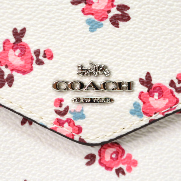 画像: 【COACH】コーチ ウィズ フローラル ブルーム プリント コーティングキャンパス レザー 三つ折り財布  チャークマルチ（日本未発売）