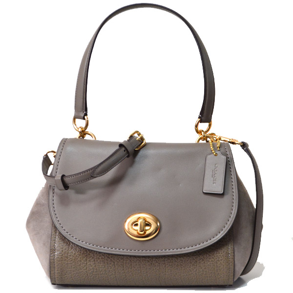 COACH】コーチ ターンロック エンボスドレザー スエード キャリー 