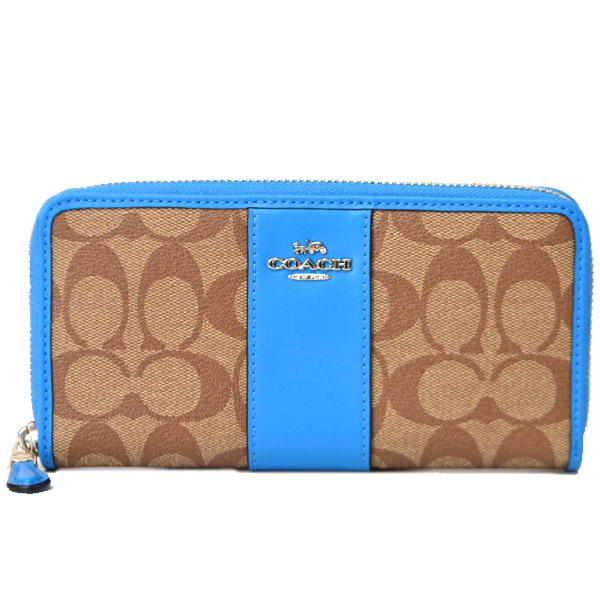 COACH/コーチ 長財布 ストライプ シグネチャー × ブルー - library ...