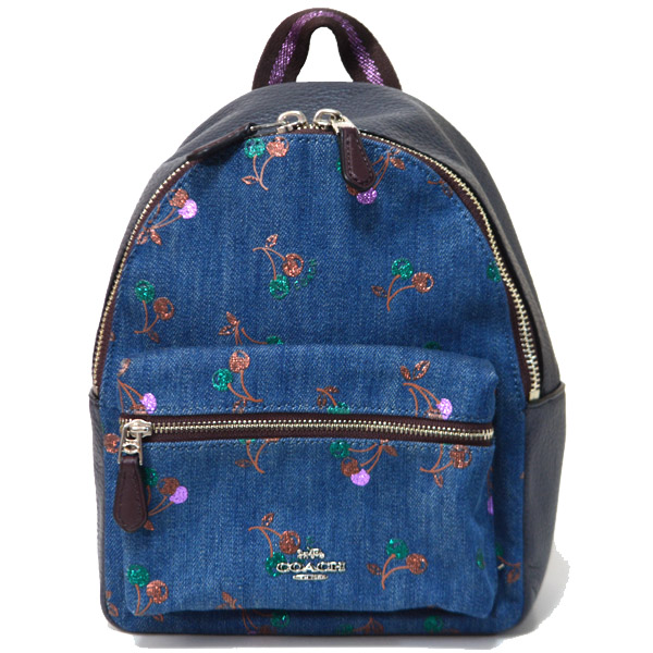 COACH】コーチ コーティング キャンパス レザー チェリー さくらんぼ柄 