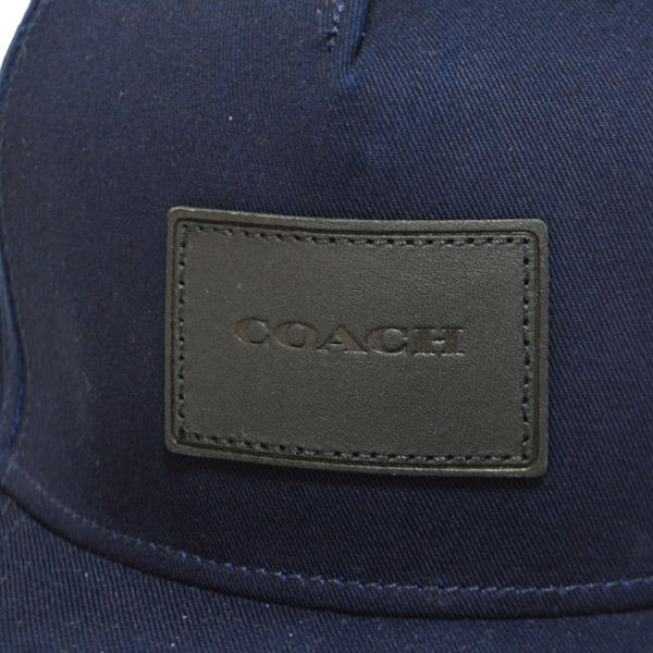 画像: 【COACH】コーチ ジャガード レザー キャップ 帽子 ネイビー〔日本未発売〕