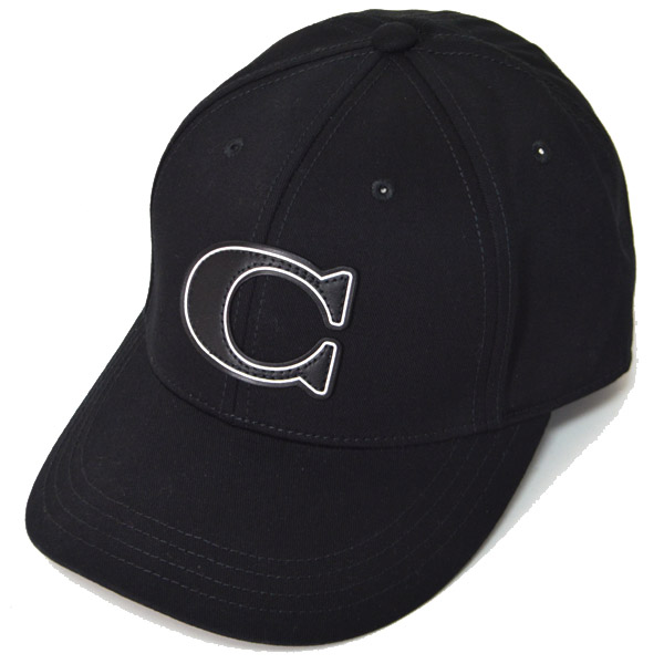 画像1: 【COACH】コーチ ジャガード ワンポイント ロゴ キャップ 帽子 ブラック〔日本未発売〕 (1)