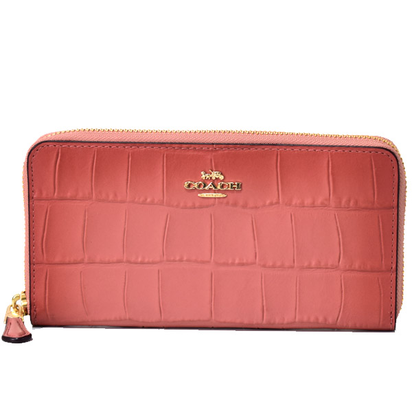 COACH】コーチ レザー クロコ 型押し アコーディオン ジップ COACH】コーチ レザー クロコ 型押し アコーディオン ジップ