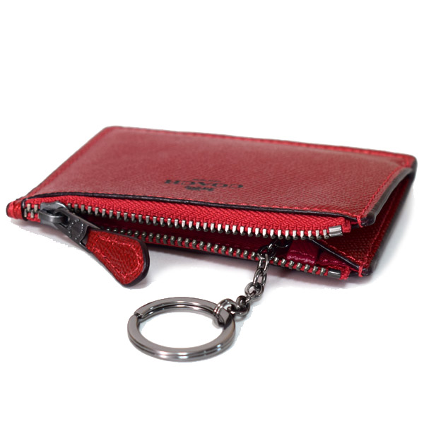 画像: 【COACH】コーチ エンボスド メタリック レザー キーリング付 スキニー コインケース メタリックホットピンク(日本未発売）