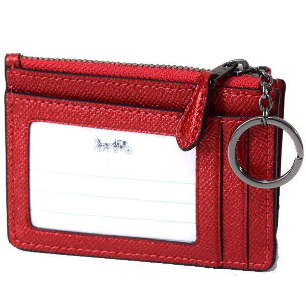 画像: 【COACH】コーチ エンボスド メタリック レザー キーリング付 スキニー コインケース メタリックホットピンク(日本未発売）