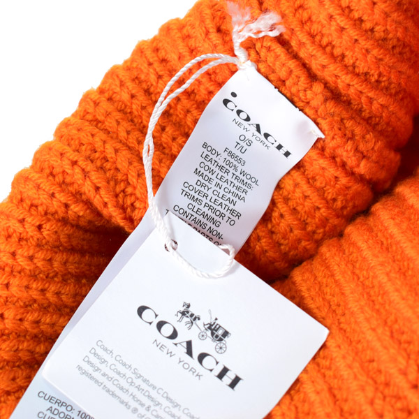 画像: 【COACH】コーチ ビーニー ニット ロゴ ハット 帽子 バーントオレンジ（日本未発売）