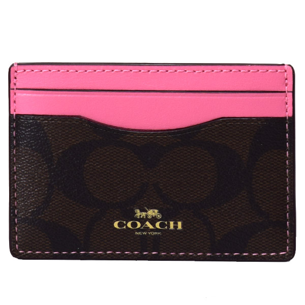 画像1: 【COACH】コーチ ペイトン シグネチャー カードケース 名刺入れ ブラウン×ピンク（日本未発売） (1)