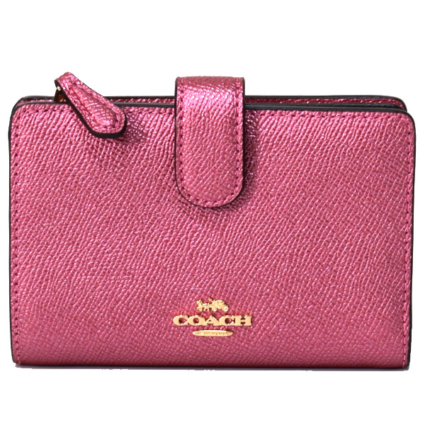 COACH】コーチ クロスグレインレザー メタリック ミディアム コーナー ...