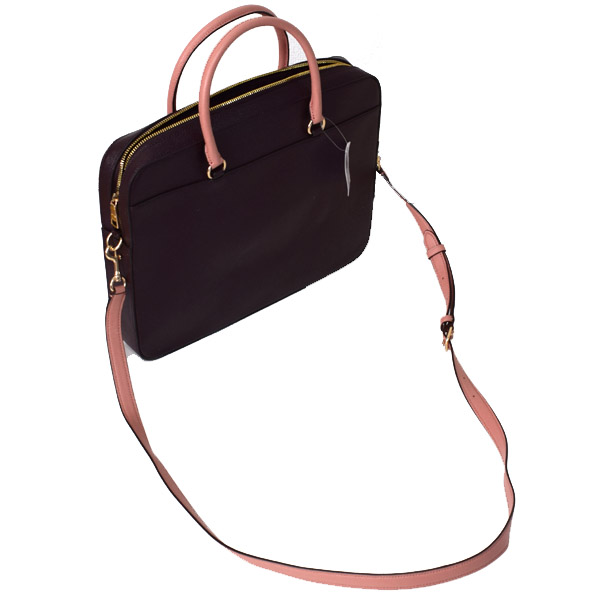 画像: 【COACH】コーチ メンズ コーティングレザー ジップ  ビジネス ブリーフケース ショルダー 2WAYバッグ オックスブラッド×ピンク 〔日本未発売〕