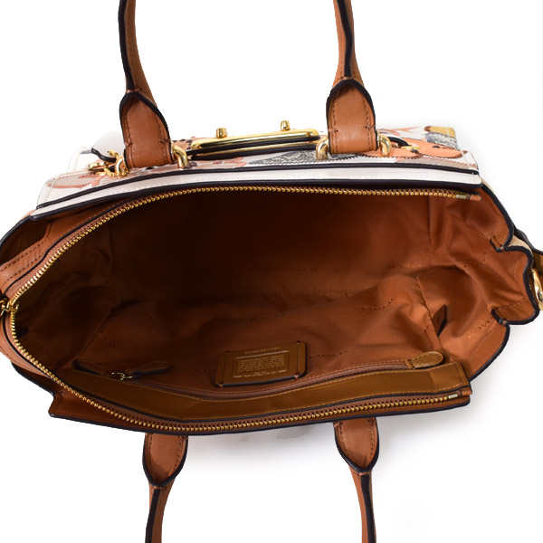 希少 COACH コーチ ハンドバッグ パッチワーク ターンロック スエード 革 バッグ