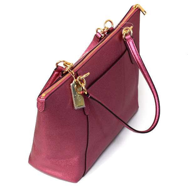 画像: 【COACH】コーチ クロスグレインレザー アヴァ メタリック ジップ トート バッグ メタリックアントブラッシュ（日本未発売）