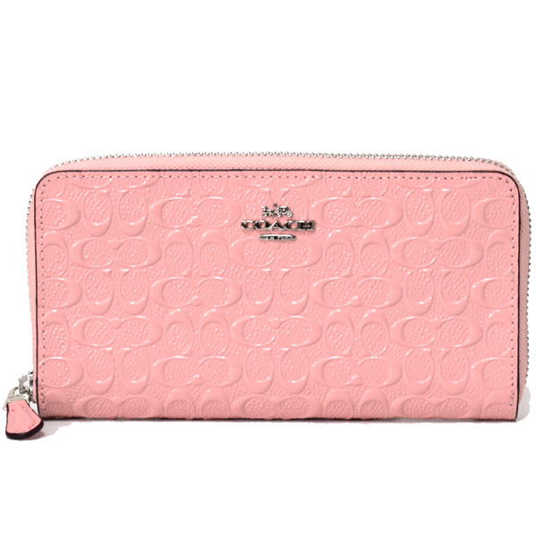 画像1: 【COACH】コーチ エンボスド パテント レザー アコーディオン ジップ ラウンド ファスナー 長財布 ペタル（日本未発売） (1)