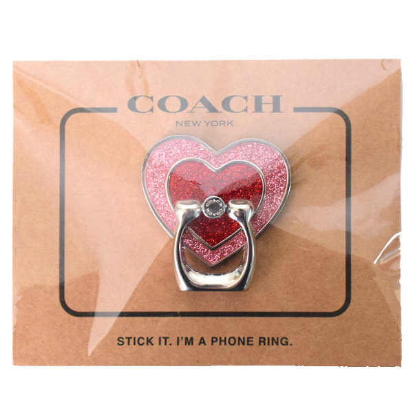 画像: 【COACH】コーチ メタル ハート グリッター ラメ スマホ フォン グリップ バンカーリング オックスブラッドマルチ（日本未発売）