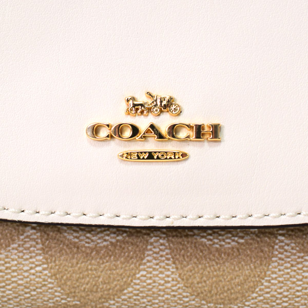 画像: 【COACH】コーチ ラグジュアリー シグネチャー スモール 三つ折り財布 ライトカーキ×チャーク（日本未発売）